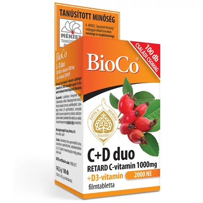 BIOCO C + D duo C-vitamin 1000mg D3-vitamin 2000NE retard filmtabletta MEGAPACK (100x)