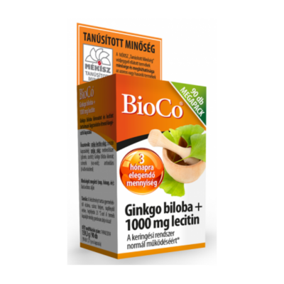 BIOCO Ginkgo Biloba + 1000mg lecitin lágyzselatin kapszula MEGAPACK (90x)